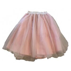 Women's Eloges Light Pink Layered Tutu Skirt Elastic Waist Below Knee Lined S